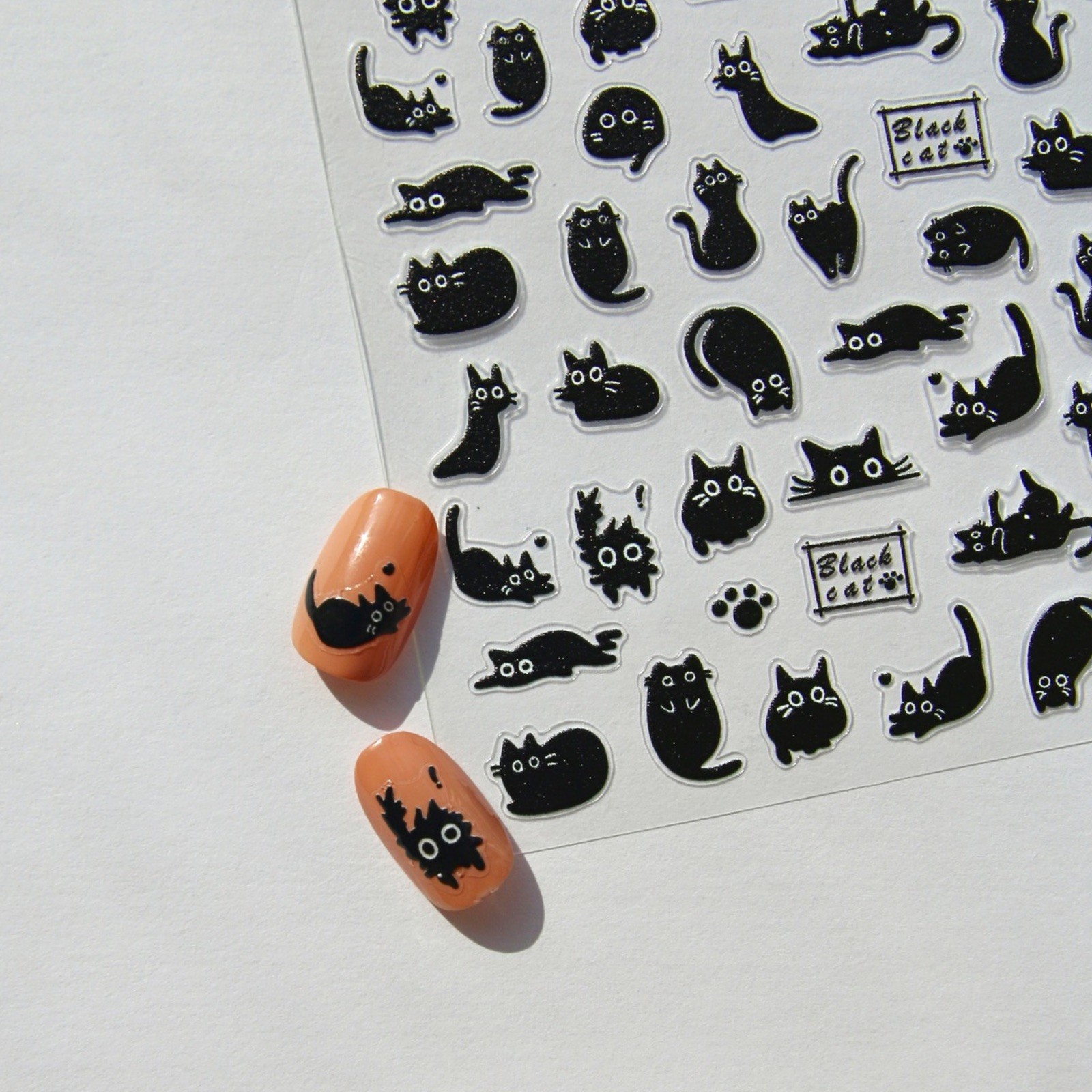 Black Cat Stickers Kawaii Cat Nail Stickers Nail Supplies for DIY Nail