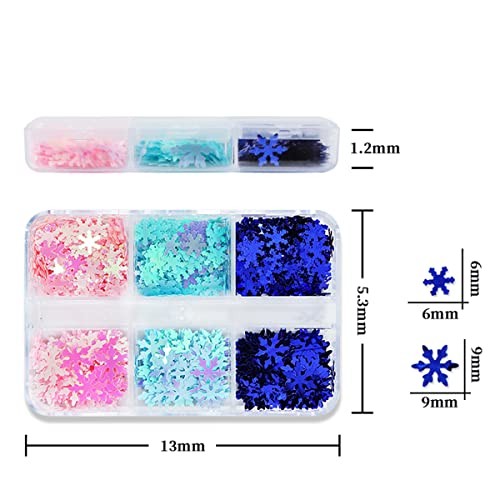 Blue Snowflakes Glitter Sequin for Nail Art Decorations, DIY Snowflake Nail