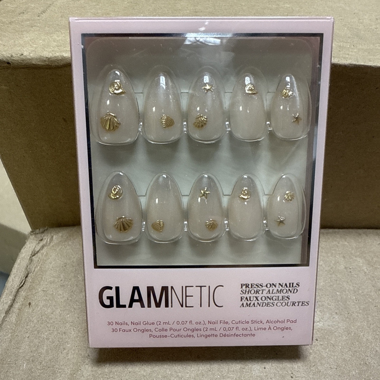 Glamnetic Press-On Nails Short Almond, 30-Nail Kit with Glue