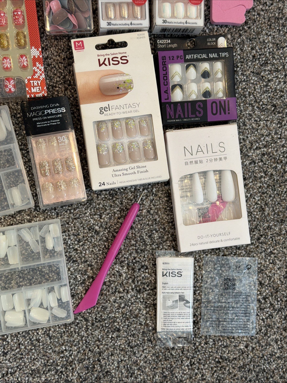 Kiss Gel Fantasy Press‑On Nails • Lot of 16 NIP • Sculpted Gel, Assorted Styles