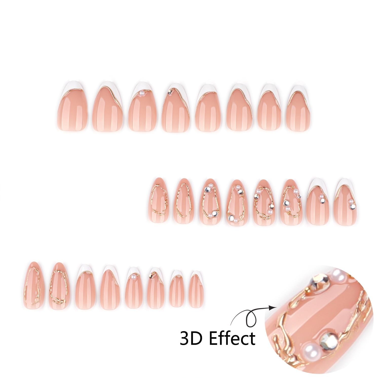 Stbisen Milky Nude French Almond Press On Nails