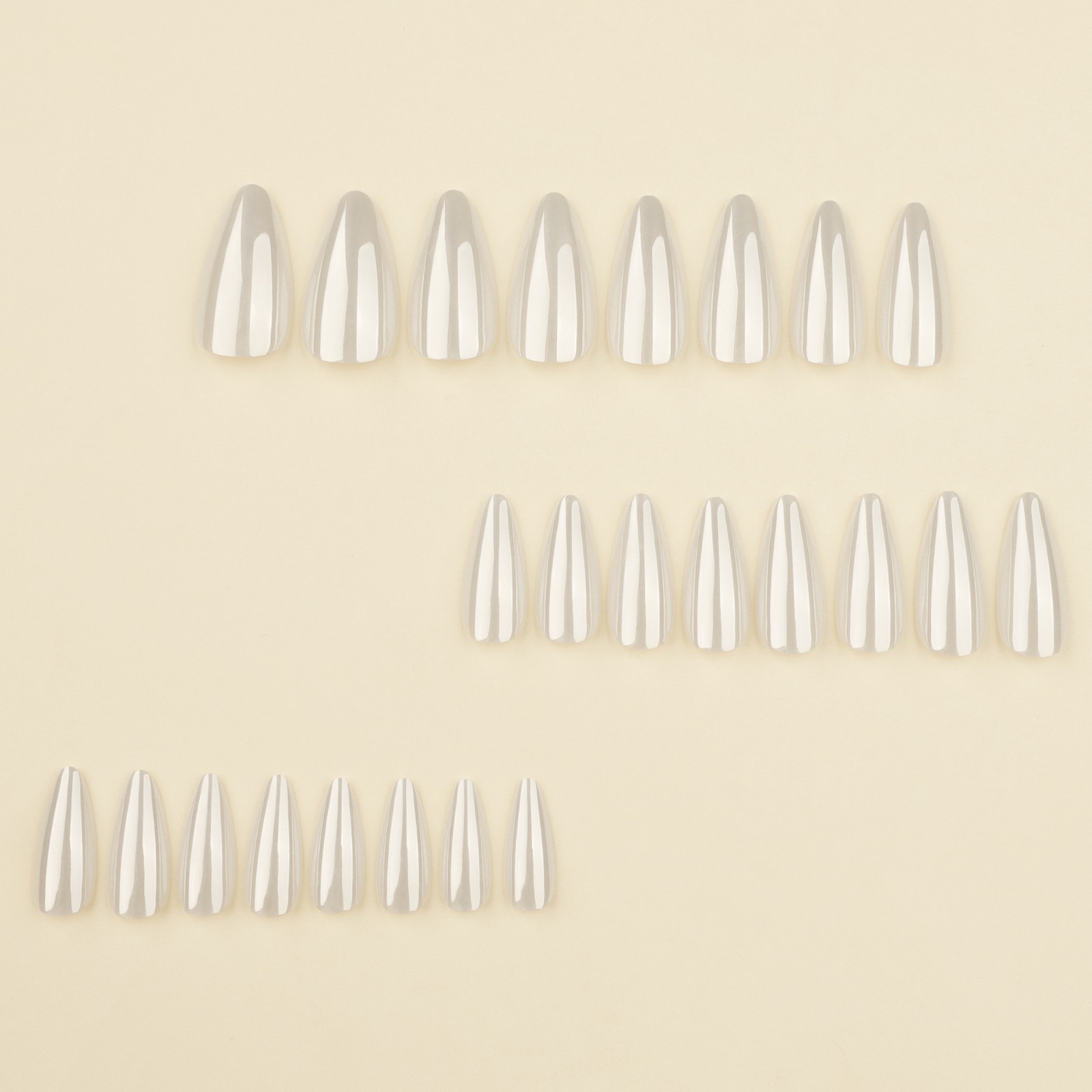 Clear Nude Long Almond Press-On Nails, 24Pcs Fake Nails with Full Prep Kit