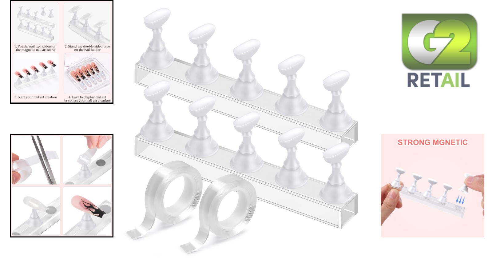 Elegant Acrylic Nail Art Stand – Magnetic Practice Holder for Flawless Designs
