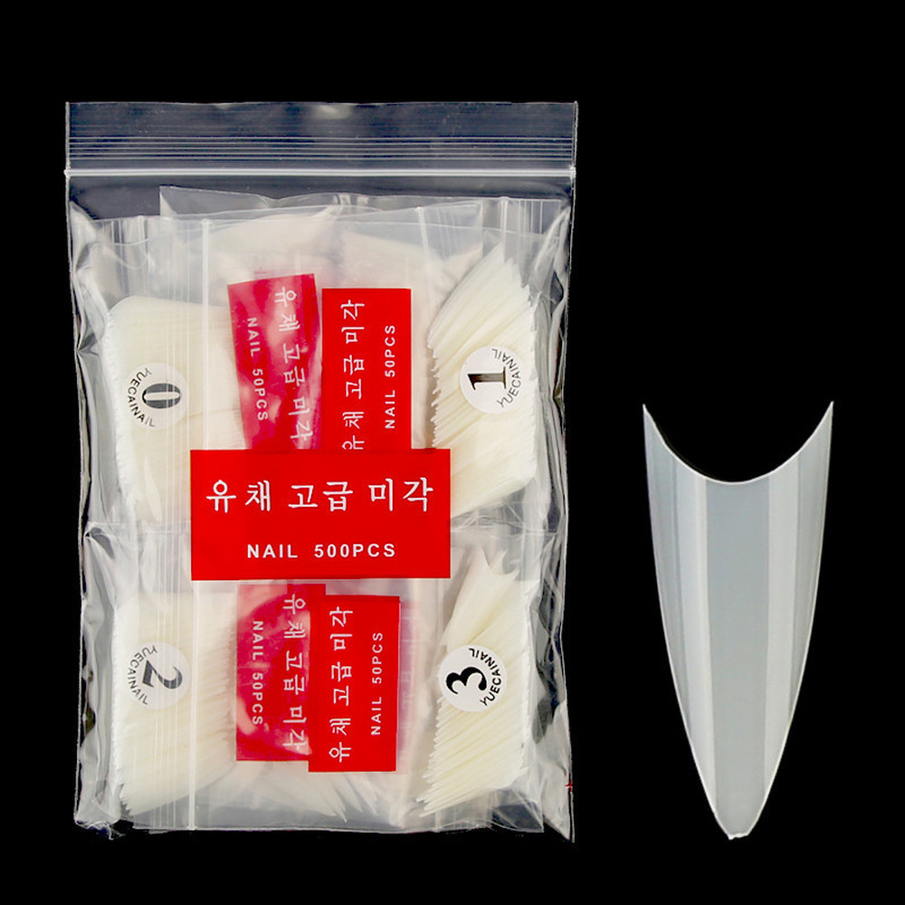 500pcs False nail tips with 10size Nail Tips Stiletto French Acrylic False Nails