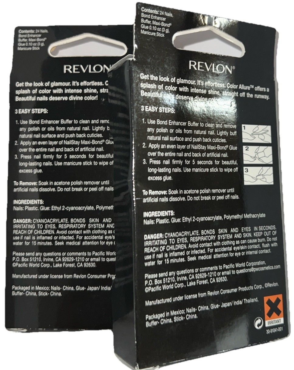 PACK OF 2 REVLON Color Allure Nails #91073 SHANGHAI RED (New/NO GLUE) See Photos