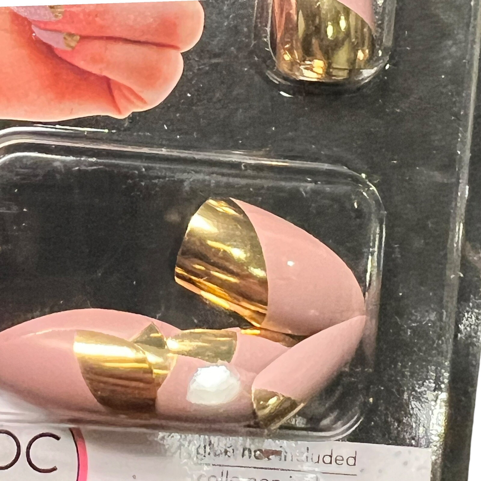 b color Metallic Fashion Nails Stiletto Shape NEW Pack Gold/Pink