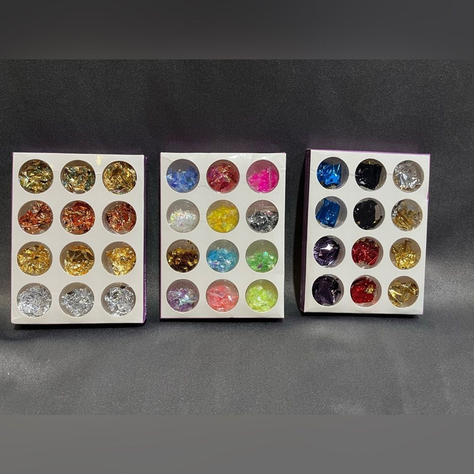 Lot of 36 – Different Colored Nail Art Foil Flakes – NWT