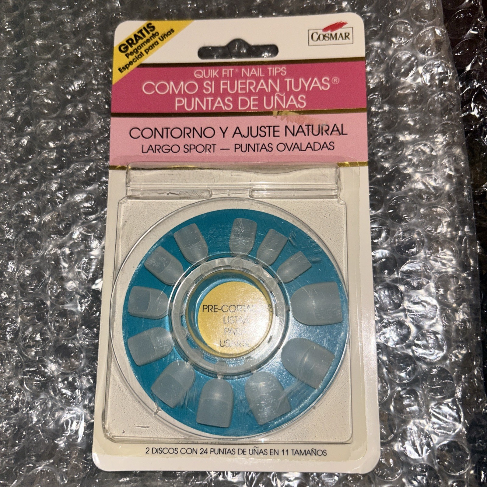 Costar Quick Fit Nail Tips Natural Adjustable Long Sport Oval 24 Vintage New