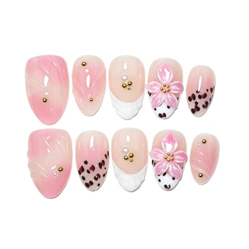 10Pcs Handmade Short Almond Press On Nails – Easy Apply & Remove – XS 1TA11