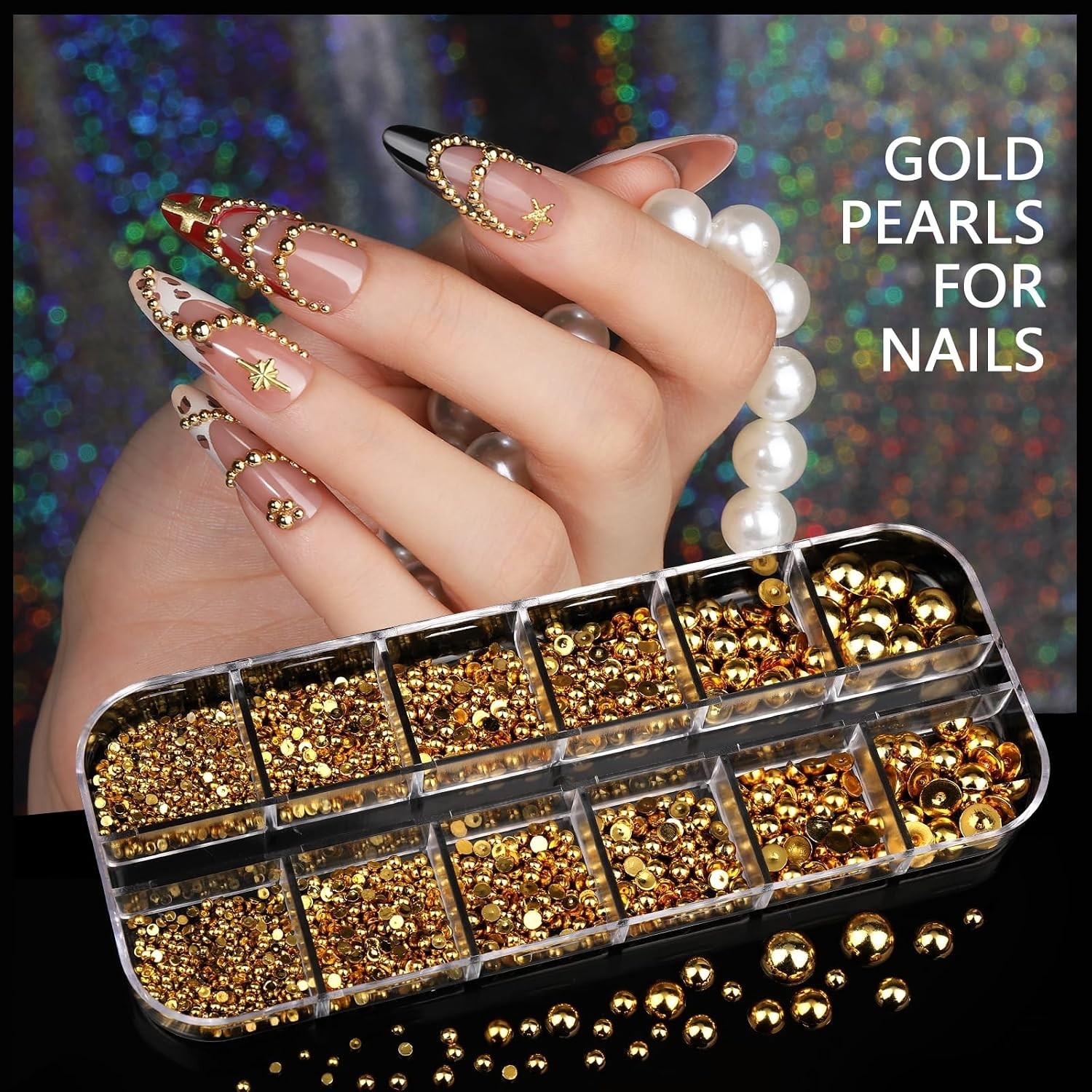 Elegant Gold Nail Charms & Rhinestones Set – 21 Unique Designs for Exquisite Art