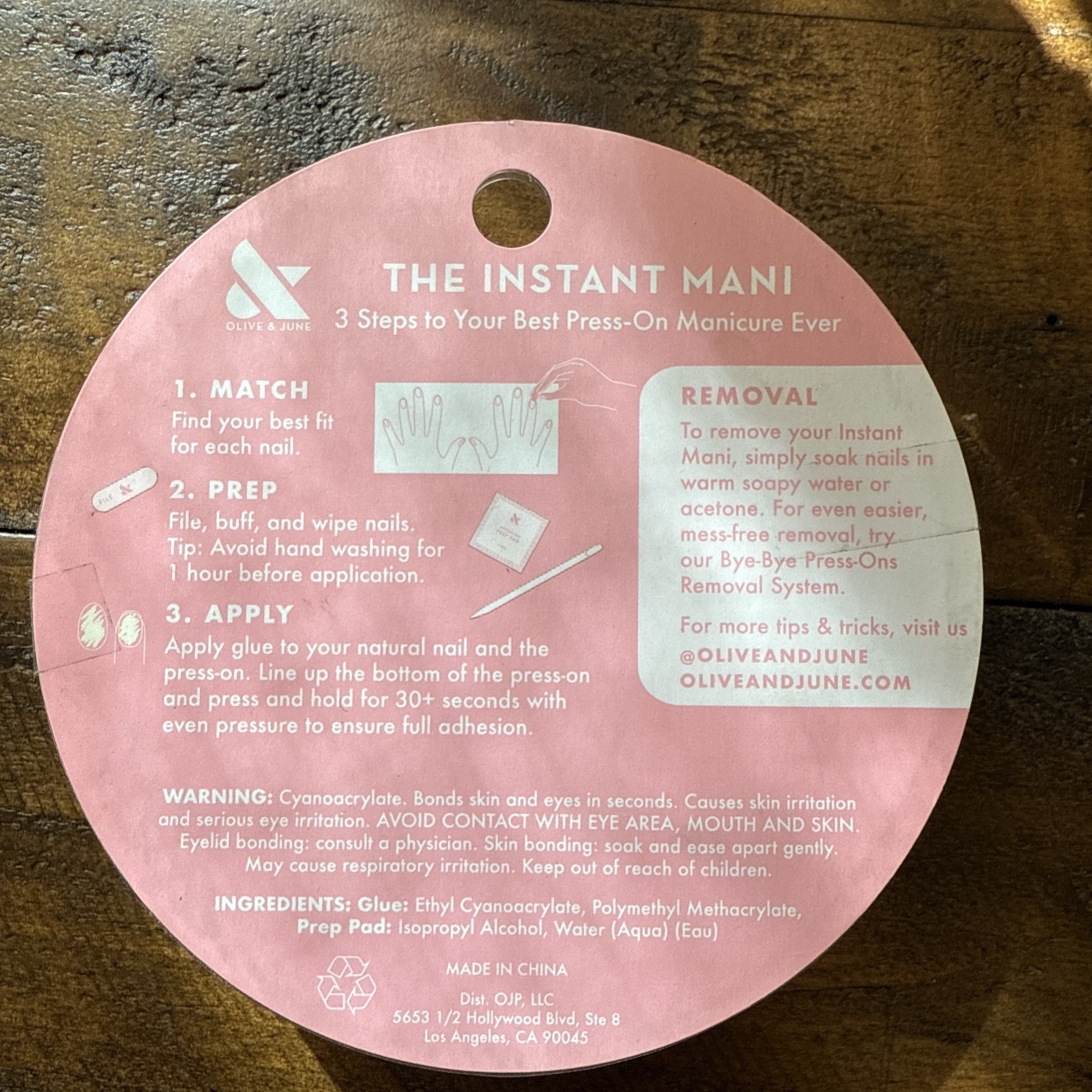 Olive & June Press-On Nails THE INSTANT MANI 42ct Medium Length PINK GOLDFISH