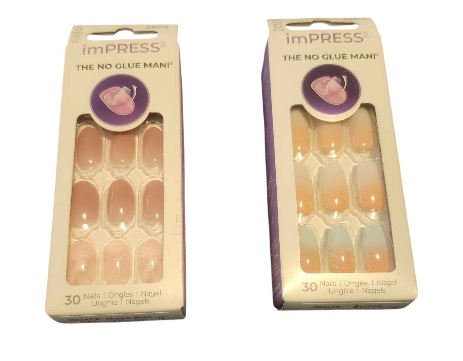 imPRESS No Glue Press-On Nails Pink Shiny Oval Medium 30 Count
