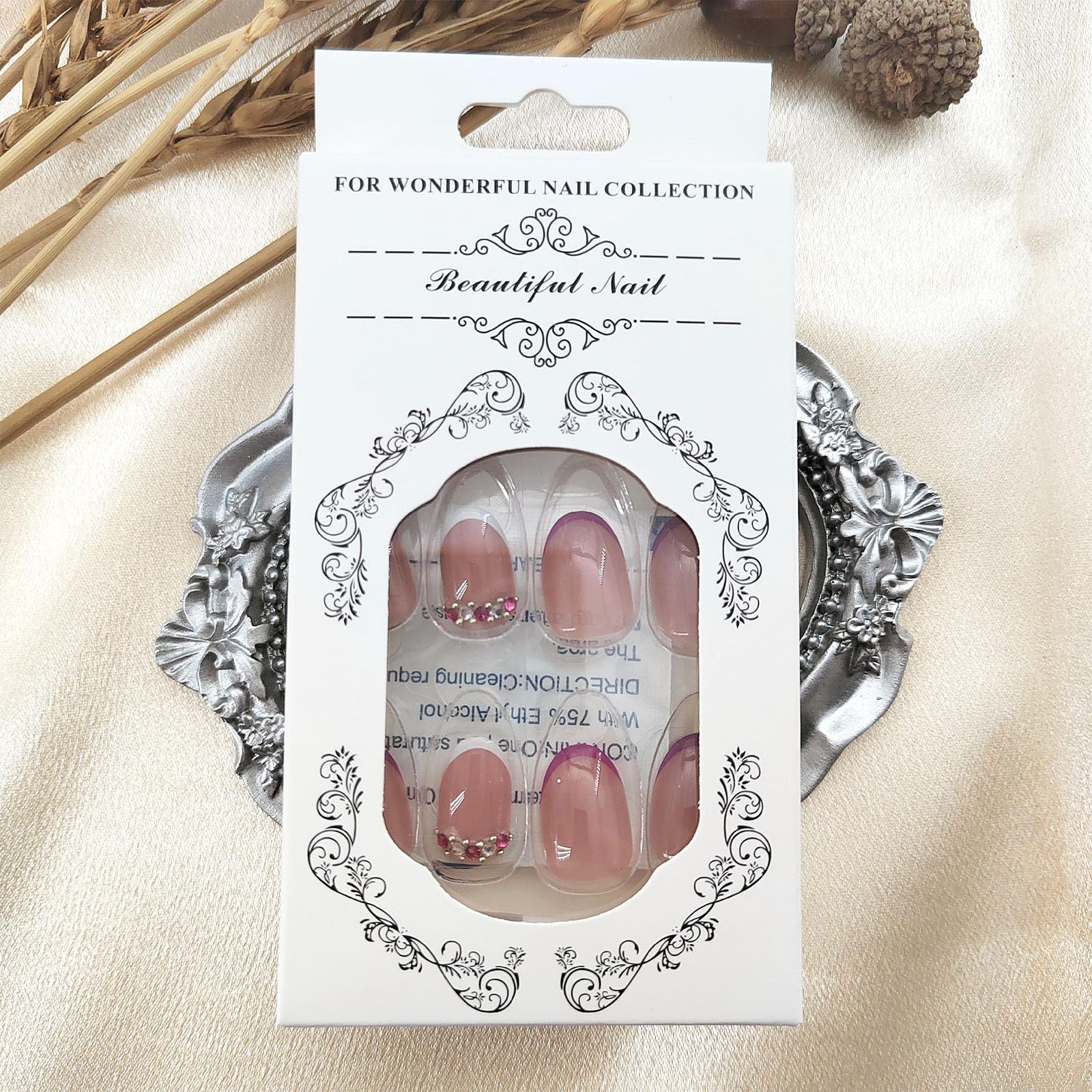 Extra Short Press on Nails Oval Acrylic Fake Nails Press ons with Rhinestones…
