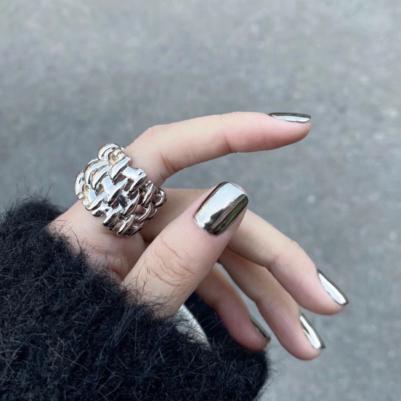 Coolnail Shiny Punk Style Metallic Short Reflective False Fake Nails Metal Plat