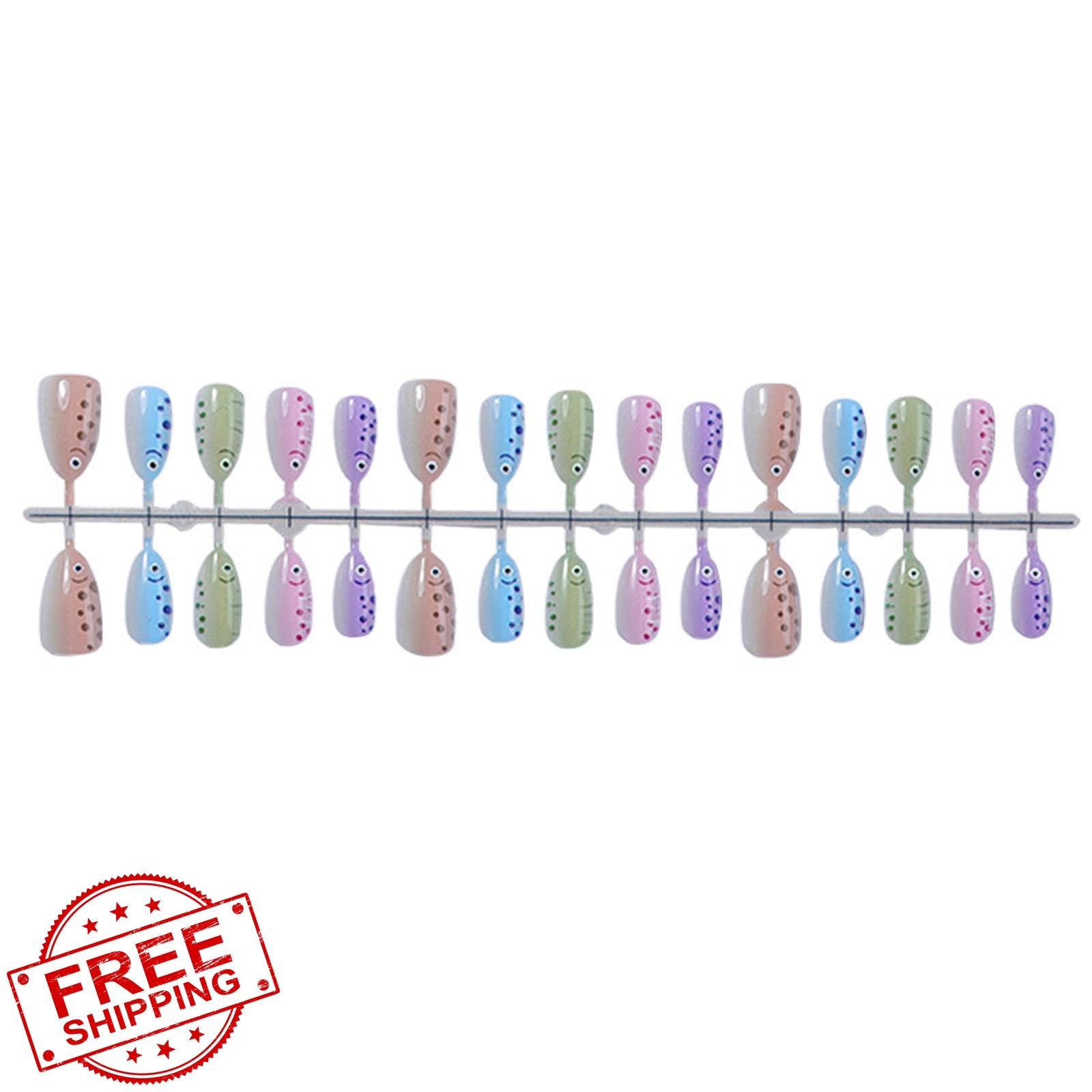 KASOICRA Medium XJXR25 Glitter Fish Press On Nails