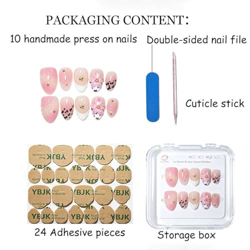 10Pcs Handmade Short Almond Press On Nails – Easy Apply & Remove – XS 1TA11