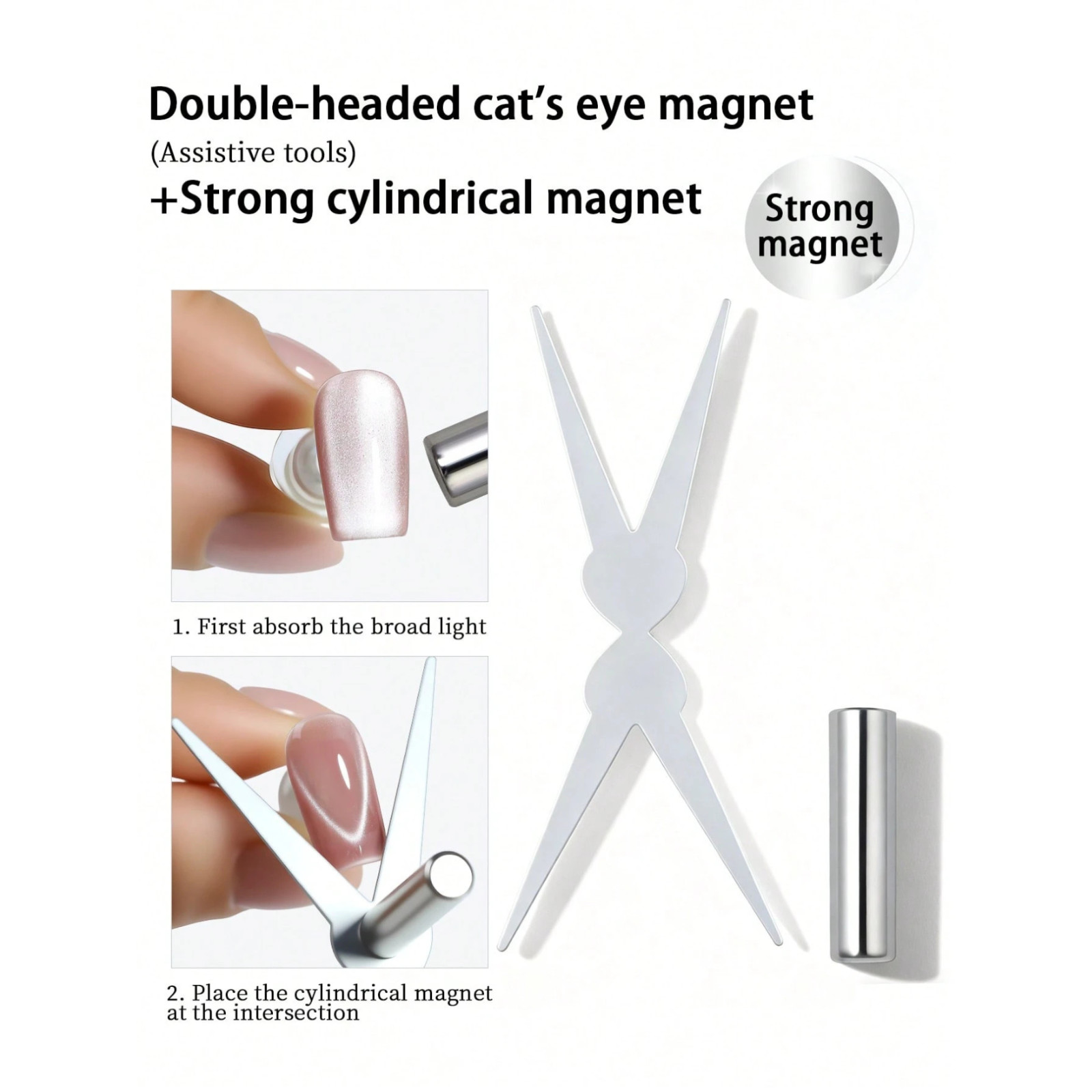 Nails Gel Polish Cat Eye Magnets 7pc French Nail Art Supplies Magnet Stick Nails