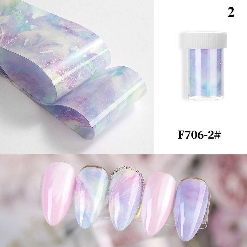Candy Marble Nail Foils Glitter Foil Nail Art Transfer Stickers Decals Tips DIY✔