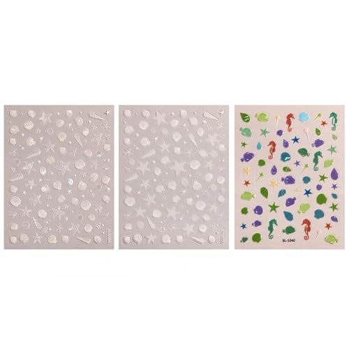 TiMi Summer Ocean Style 5D Embossed Dream Shell Starfish Jellyfish Beach Nail