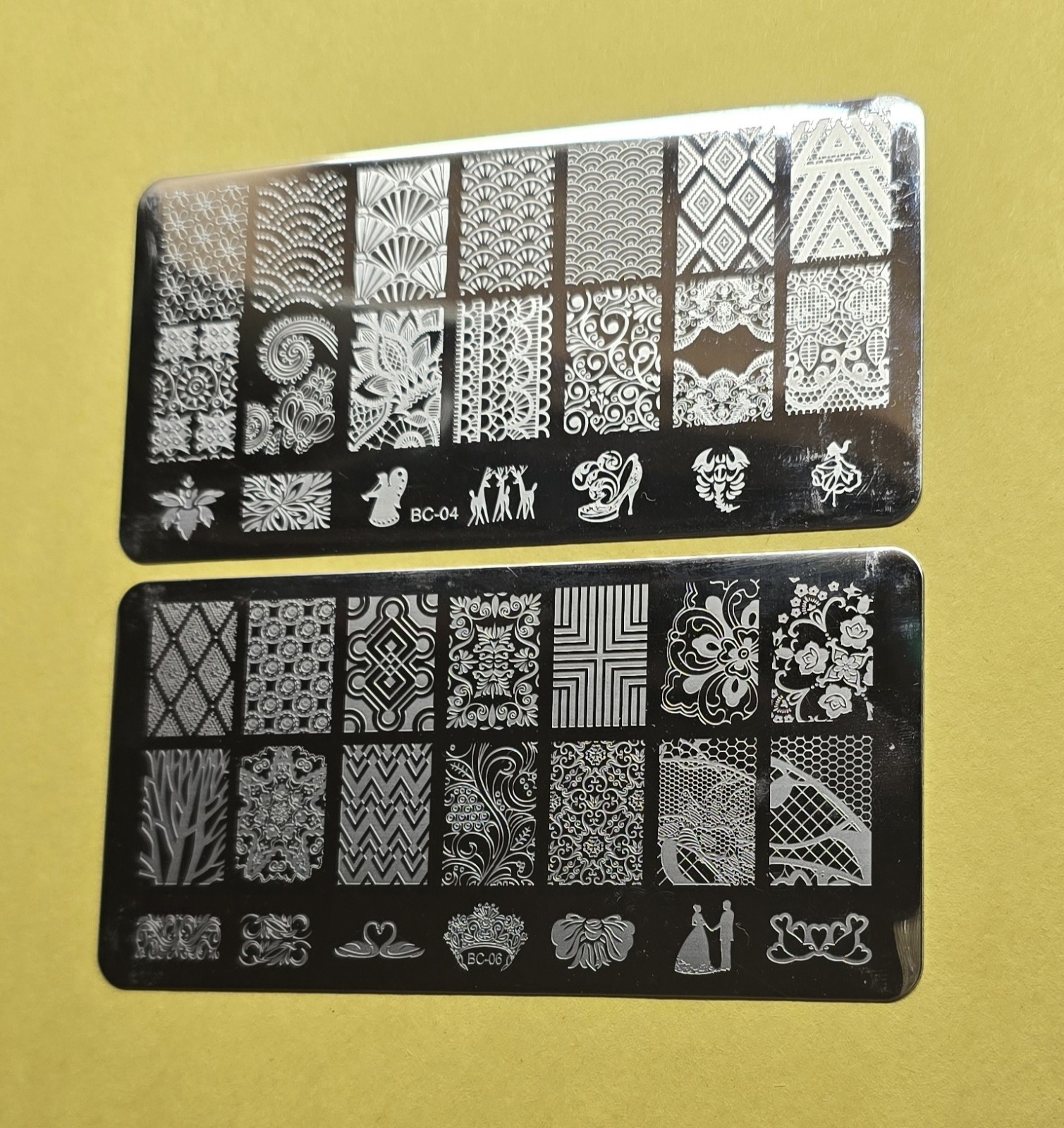 Mixed Lot of STEEL NAIL ART STAMPING PLATES WEDDING LOVE LACE BC-04 BC-06