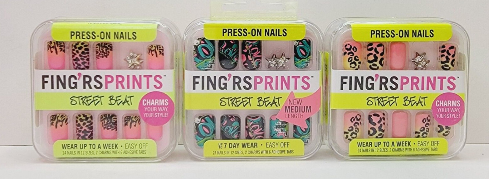 Fing’rs Prints Street Beat Knotty Girl – 1 Neon, 1 Leopard, 1 Block Party Sealed