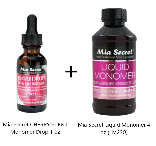 NEW!!! Mia Secret CHERRY SCENT Monomer Drop 1 oz + 4 oz Monomer