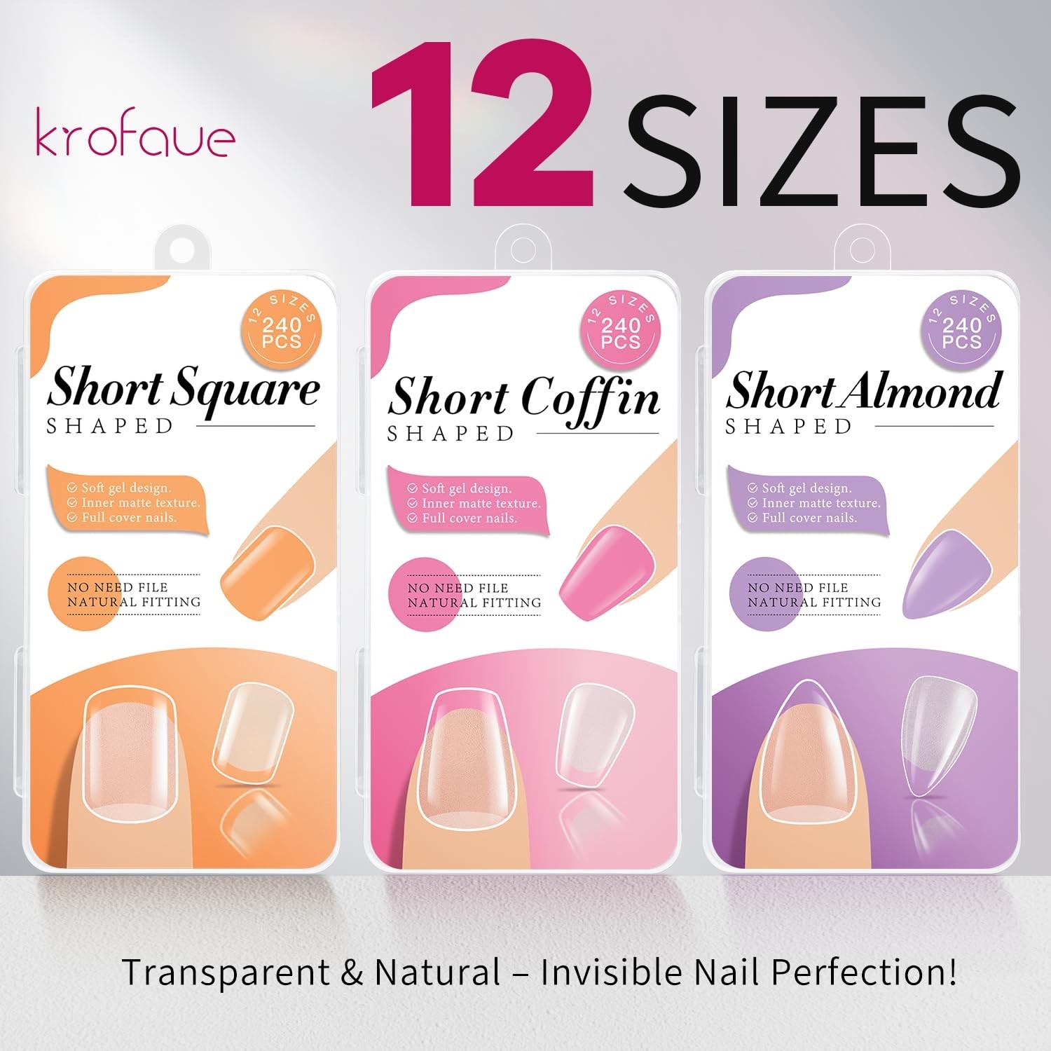 Puntas Tips Uñas Postizas Clear Half Cover Salon Acrilicas 500Pack Coffin Nails