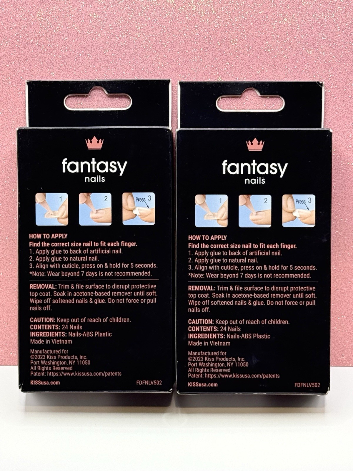 Kiss Fantasy Ready To Wear Press-On Nails Rainbow French Glitter Long Lot Of 2
