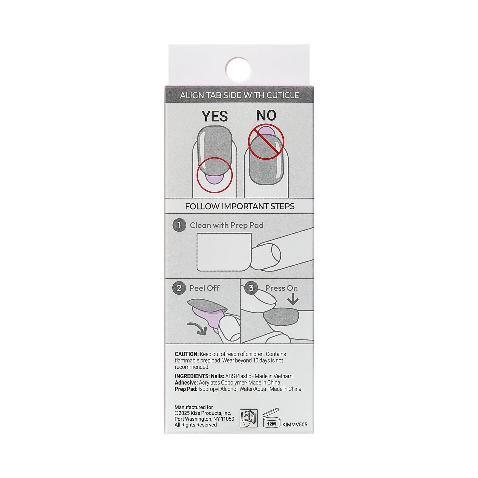 Kiss Impress No Glue Medium, Light Neutral + White Tip French(Coffin Shape)