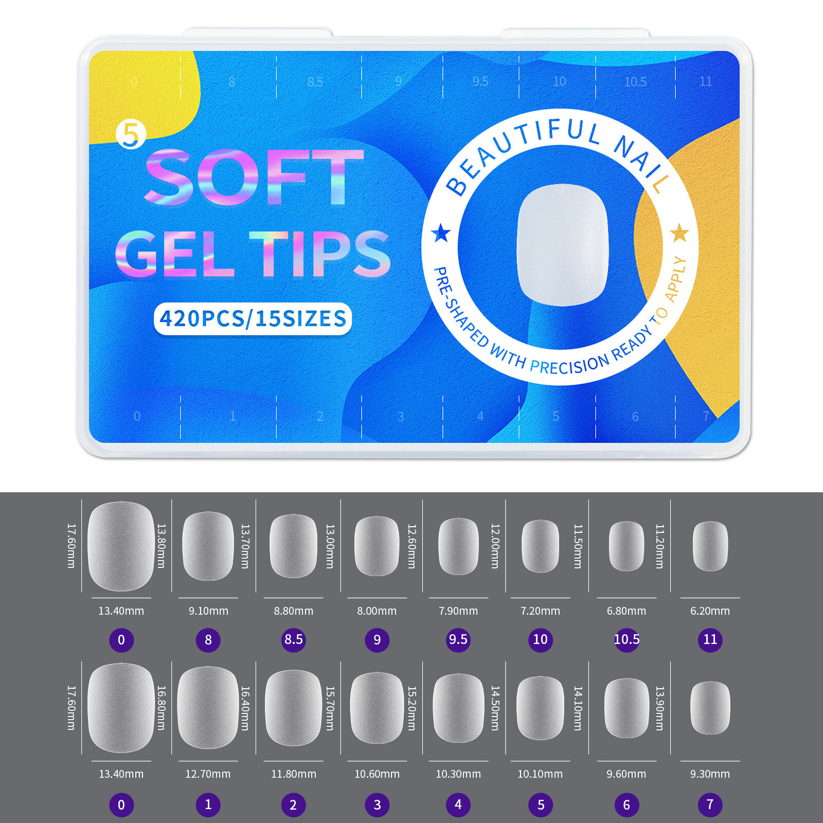 Matte Soft Gel Full Cover Nail Tips 420 Pcs Acrylic Fake Nails Oval Coffin DIY