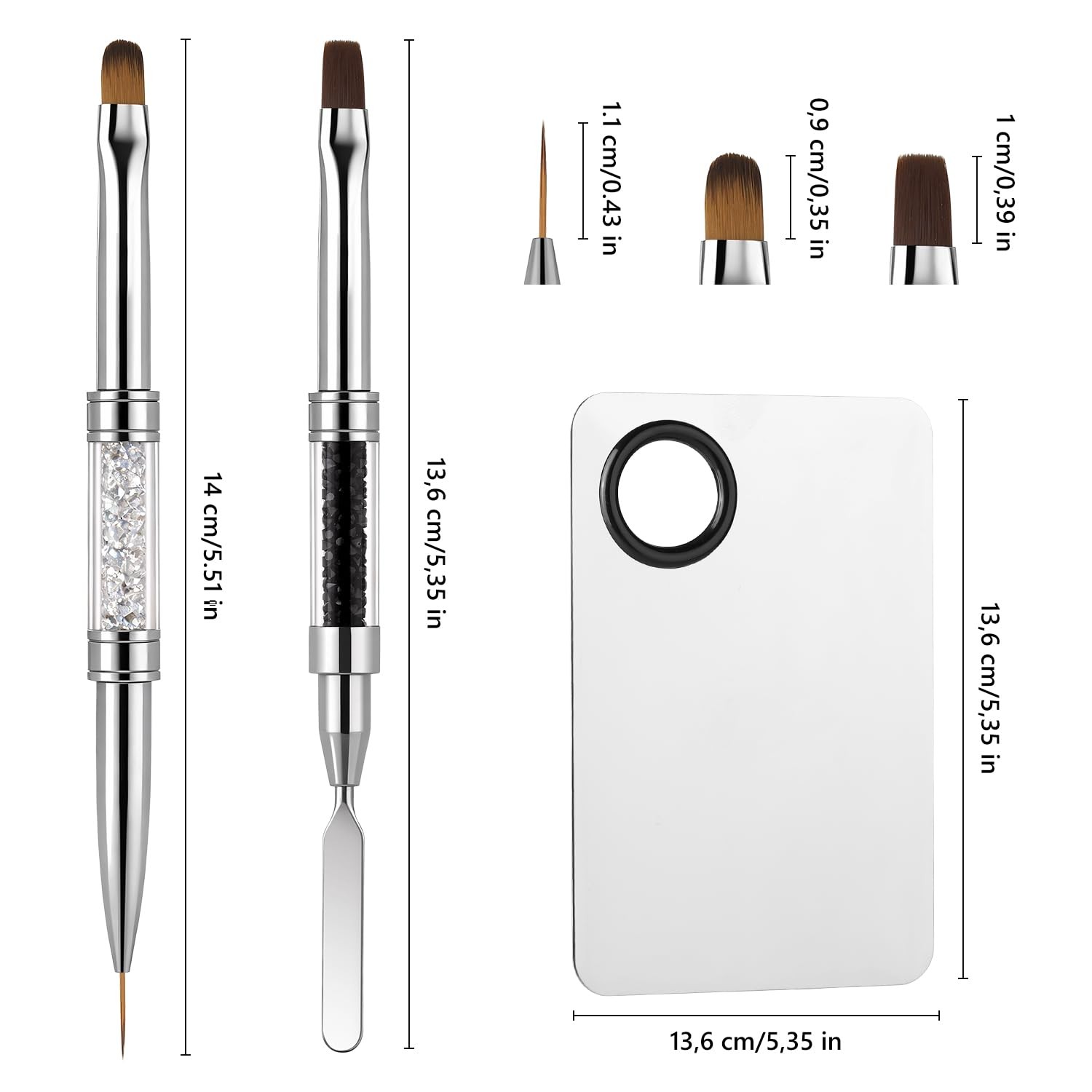 Double Ended Nail Builder Brush and Palette Set,French Tip Brushes Hard ,Flat…