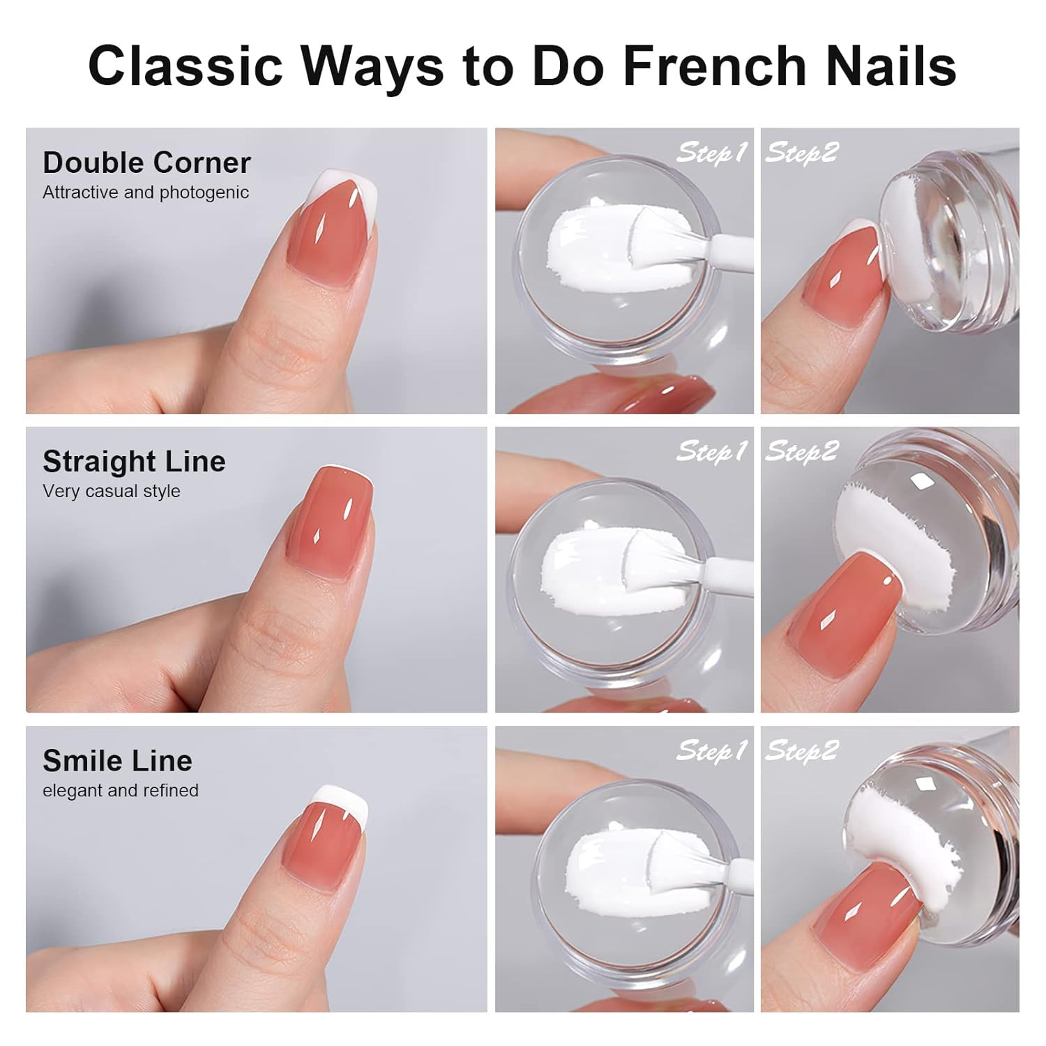 Estampador de unas silicona transparente con raspador Manicura corporal visible