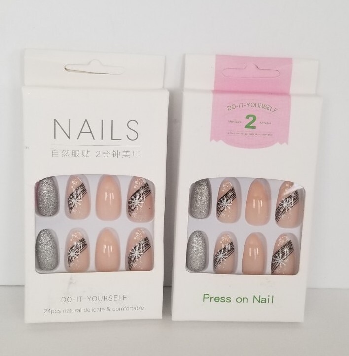 Qingge French Tip Do It Yourself Press On Nails (2) Packs . 24 Nails Each(48)
