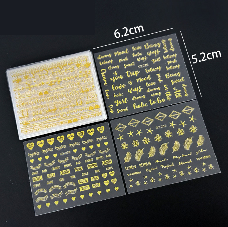 30 Sheets Nail Art Golden Sticker Decal Line Letters Lace Slider Manicure G1