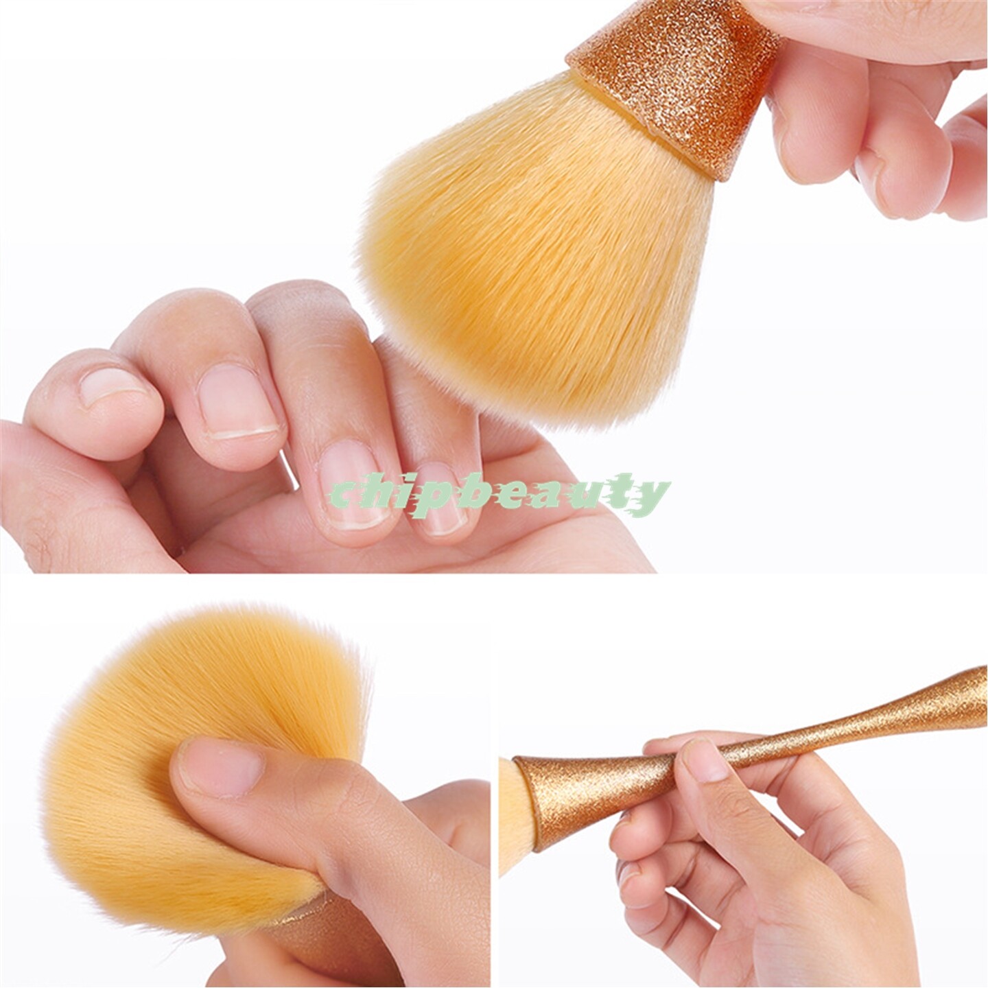 Nail Art Makeup Dust Brush Remover Manicure Acrylic Powder -Blue Glitter Brush