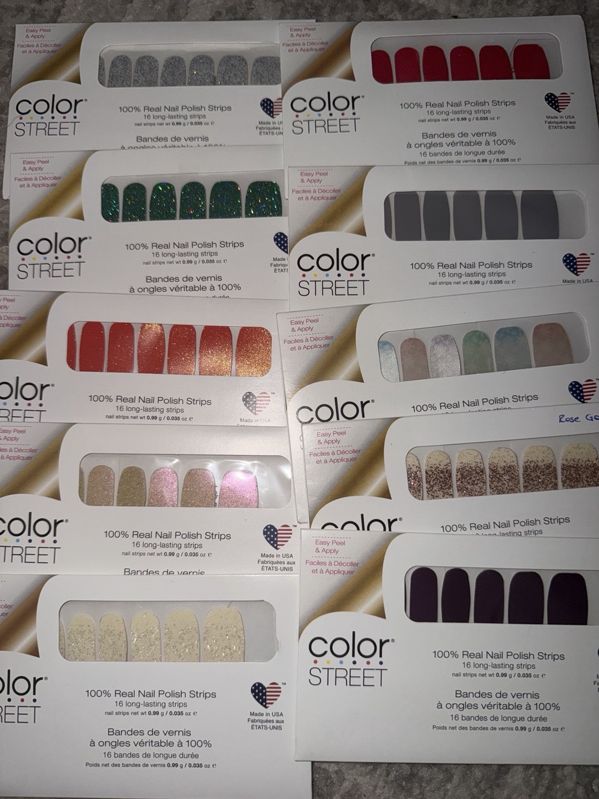10 Set Color Street Nail Polish Strips Multicolor Glitter Pre-Designed Nail Art