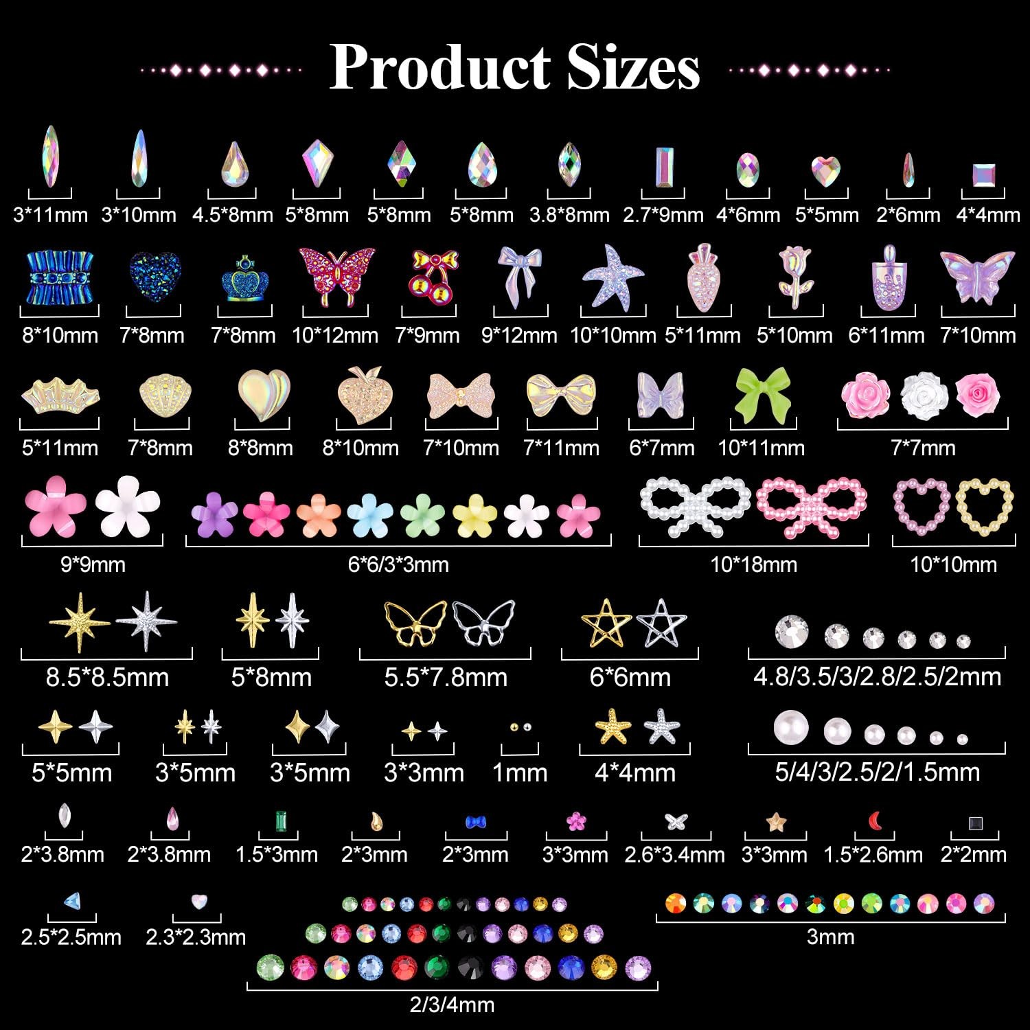 8 Boxes Nail Charms and Gems for Manicure, Flat Pearls Nail Flowers Nail Rhin…