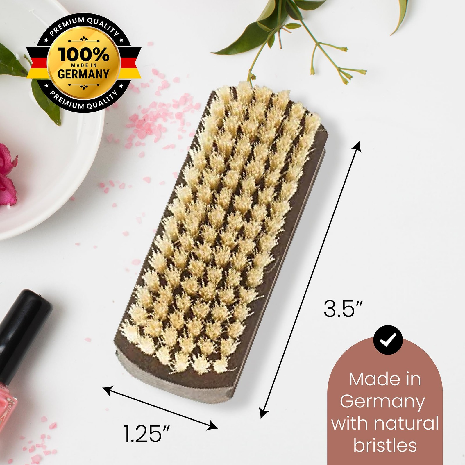 Nail Brush 3.6 X 1.97 in Thermo Beech Wood Light Bristle – Gentle Skin Care
