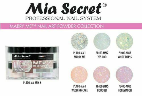 New Mia Secret Monomer 8 Ounce + MARRY ME Nail Art Powder 6 Colors Collection