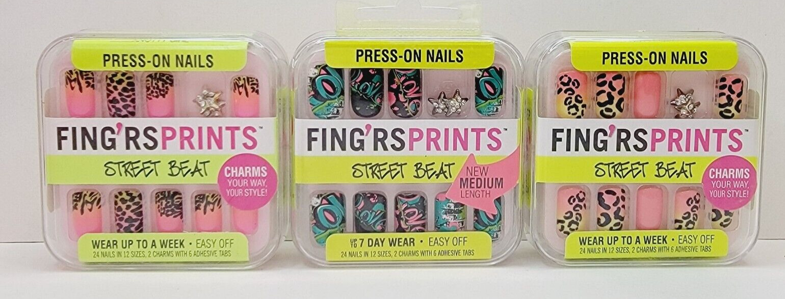 Fing’rs Prints Street Beat Knotty Girl – 1 Neon, 1 Leopard, 1 Block Party Sealed