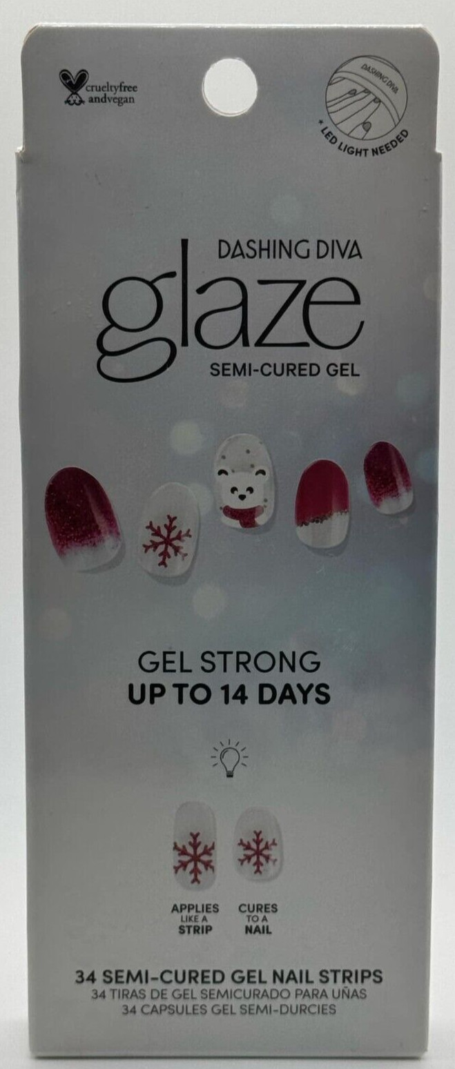 Dashing Diva Glaze Semi Cured 34 Semi Cured Gel Nail Strips ~ Cranberry Kringle