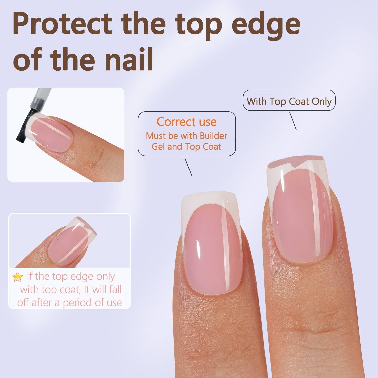 Misssix French Gel Nail Tips, 160Pcs Tip Press on Nails 16 Sizes, Pink