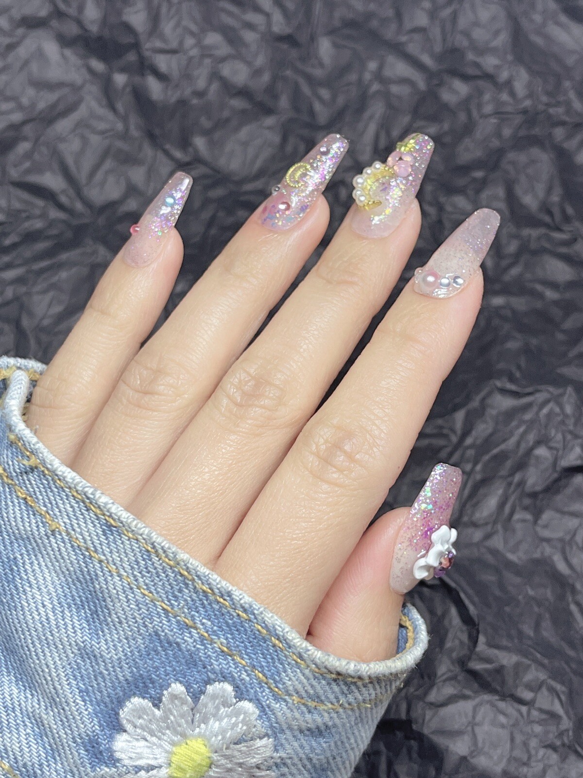 🔥CUSTOM Gel Press On False Nails set /long coffin/Handmade size：S：15 11 12 11 9
