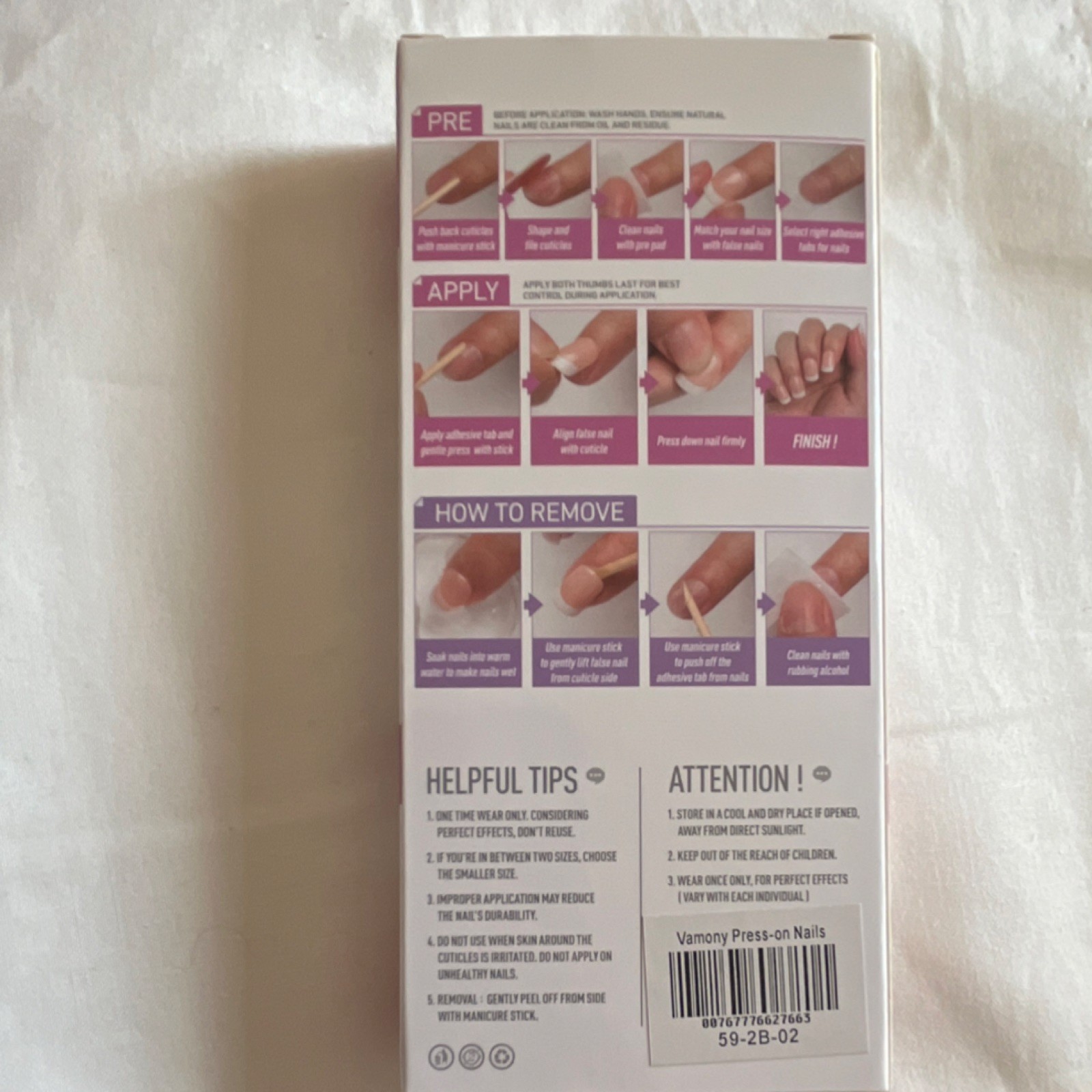 Vamony Press-On Nails Pink Gray Beige Red Gel Oval Self-Adhesive Full Cover