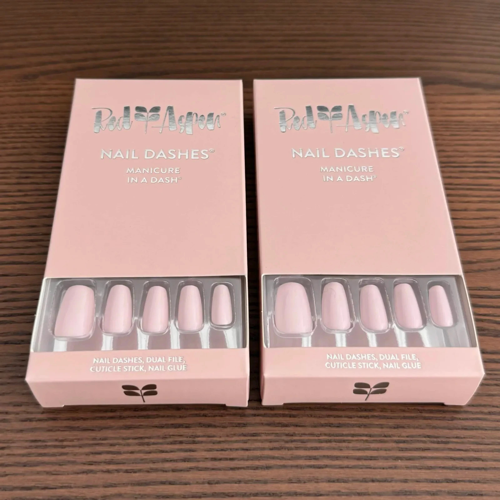 x2 Red Aspen – Nail Dashes Press-On Nails (On Point, Brier, Medium Coffin)
