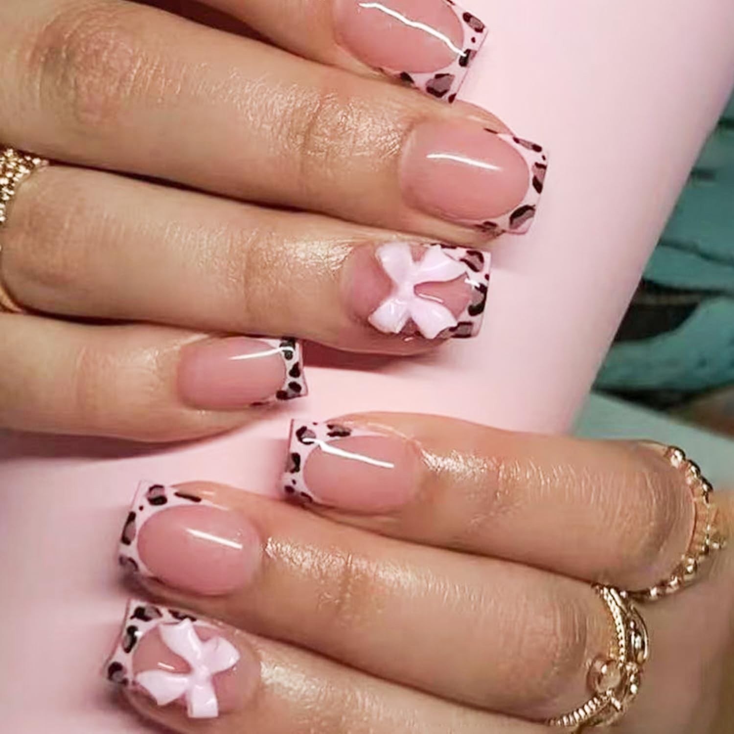 144 Reusable Press-On Nails Set | 12 Sizes, 6 Styles, Cute Bow Design