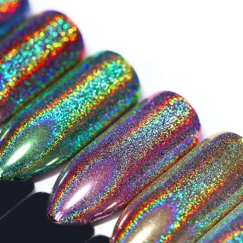 New 6 Colours Rainbow UNICORN Holographic Mirror Effect Powder Nail Art Pigment
