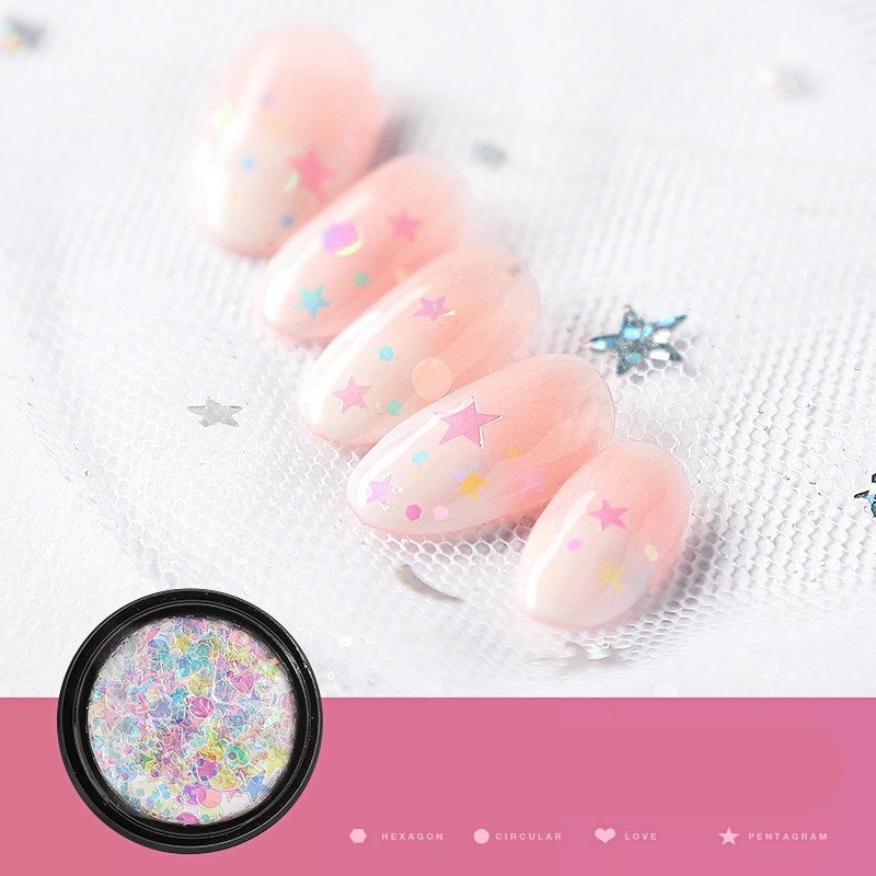 3D Transparent Mermaid NAIL GLITTER Pixel unicorn aurora effect powder AB DF-01