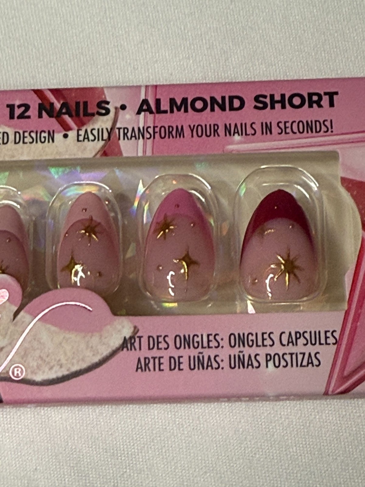 Ioni Pink Cowgirl Nail Art Tips Liberty Star Press On Nails Almond Short 12 Pc