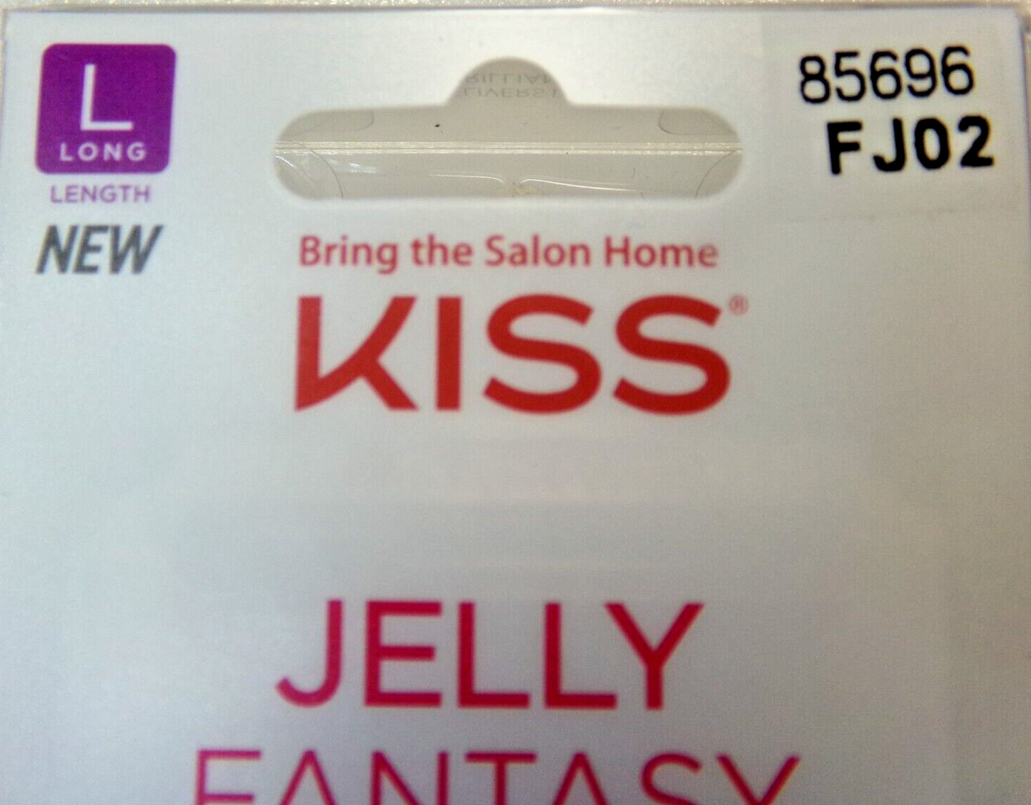 KISS Fantasy JELLY NAILS GLUE ON Barely Pink LONG LENGTH, Sculpted COFFIN